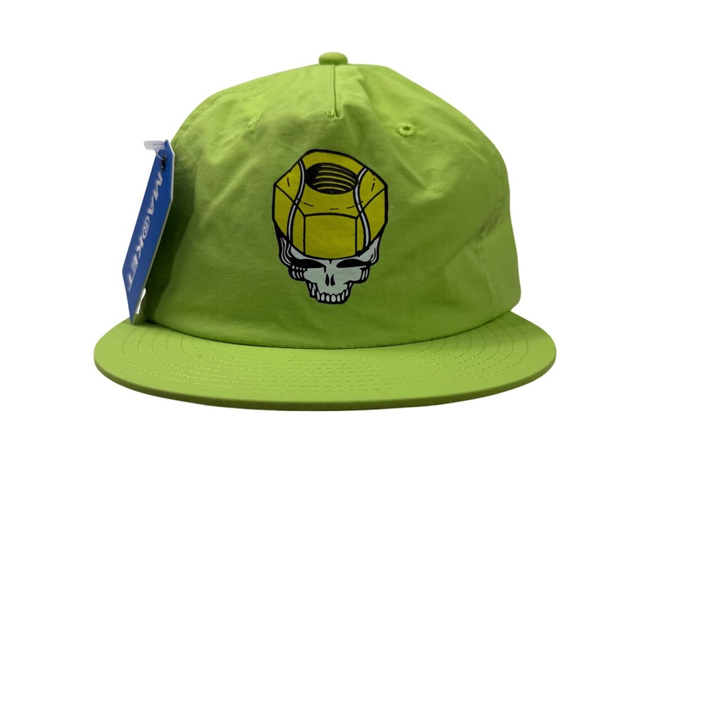 Market Grateful Dead Bolt Nut Skull Snapback Hat Lime Green Nylon Cap New